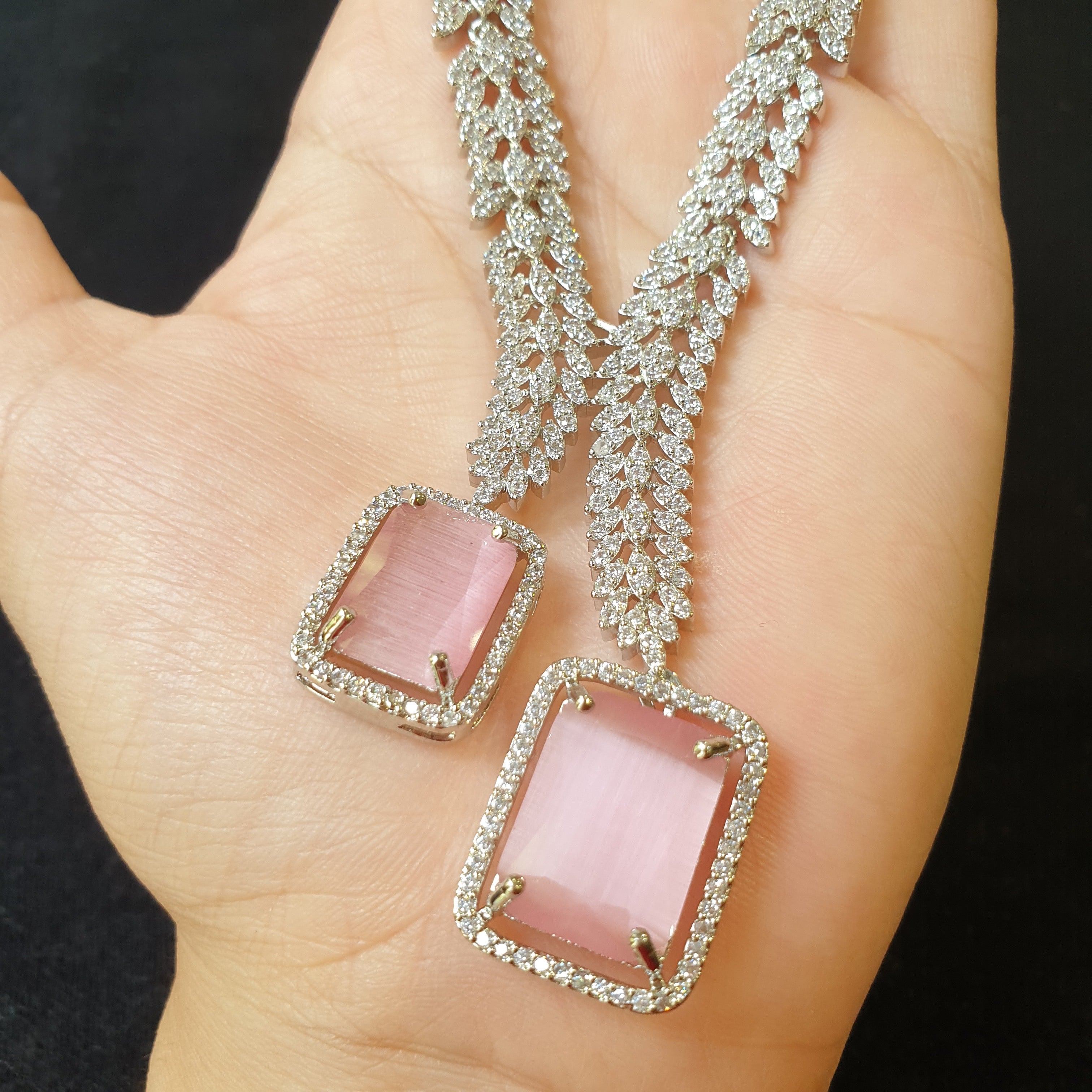 Pink Quartz Necklace Set