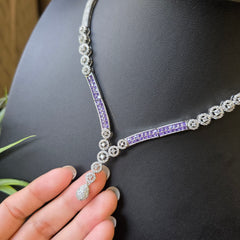 June - Classy Purple Amethyst Necklace Set with Earrings