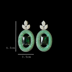 Bella - Bespoke Emerald Green & White Cubic Zirconia Dangle Earrings