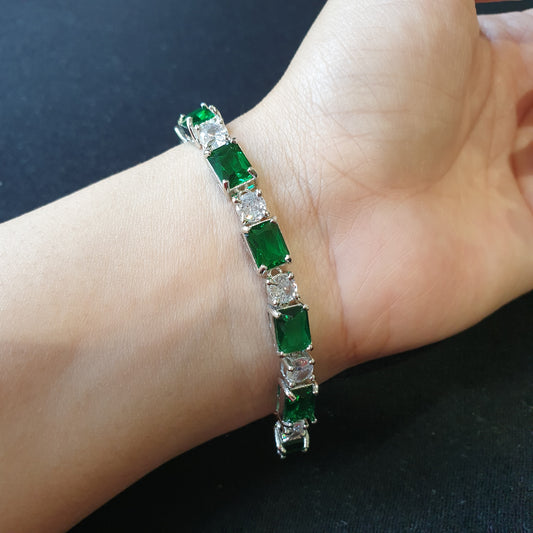 Elegant Bracelets Multi Gemstones White Gold plated 3024