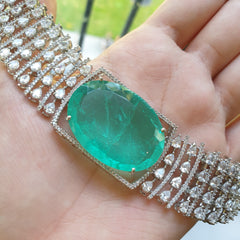 Light Emerald Green Doublet Stone Necklace Set