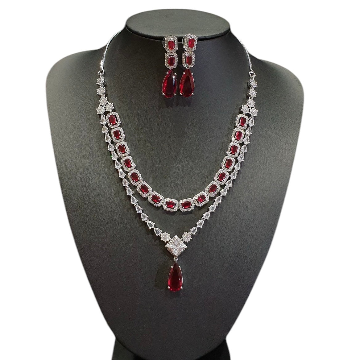 Garnet Red Necklace Set