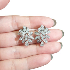 White Cubic Zirconia Stud Earrings - White Gold Plated