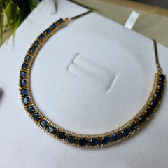 Mia - Gold Blue Sapphires Necklace Set