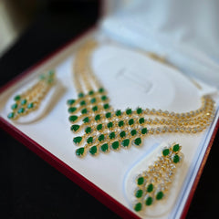 Lina - Emerald Gold Necklace Set