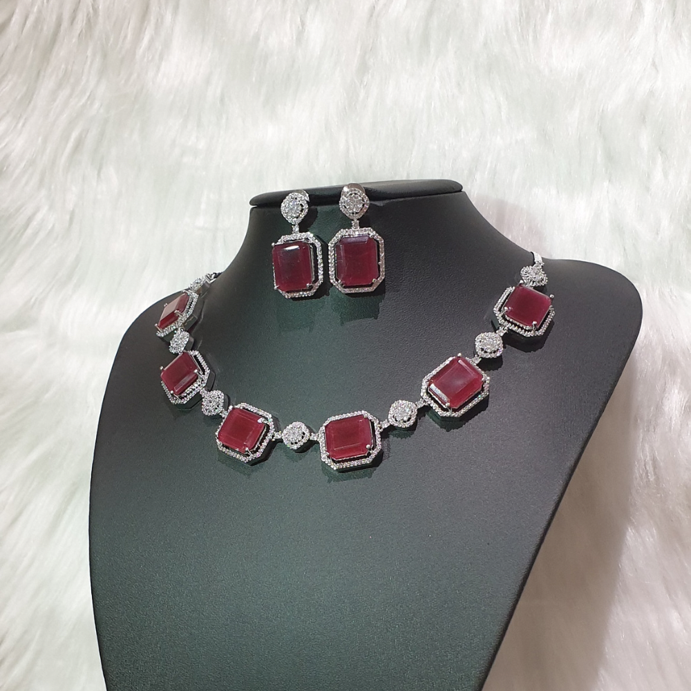 Garnet Red Necklace Set