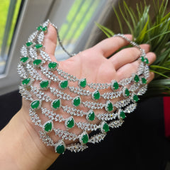Hollie - Bespoke Emerald Statement Necklace Set with Earrings & Tika