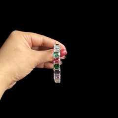 Multi Gemstones Openable Bangle