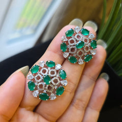 Classy Emerald Green Stud Earrings