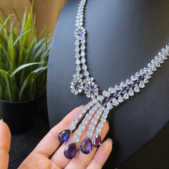 Issy - Classy Purple Amethyst Necklace Set With Earrings