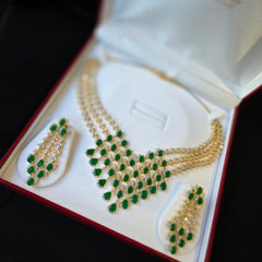 Lina - Emerald Gold Necklace Set