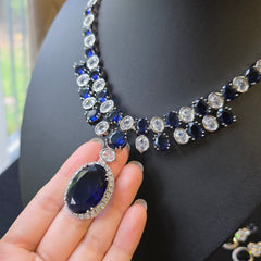 Blue Sapphires Necklace Set