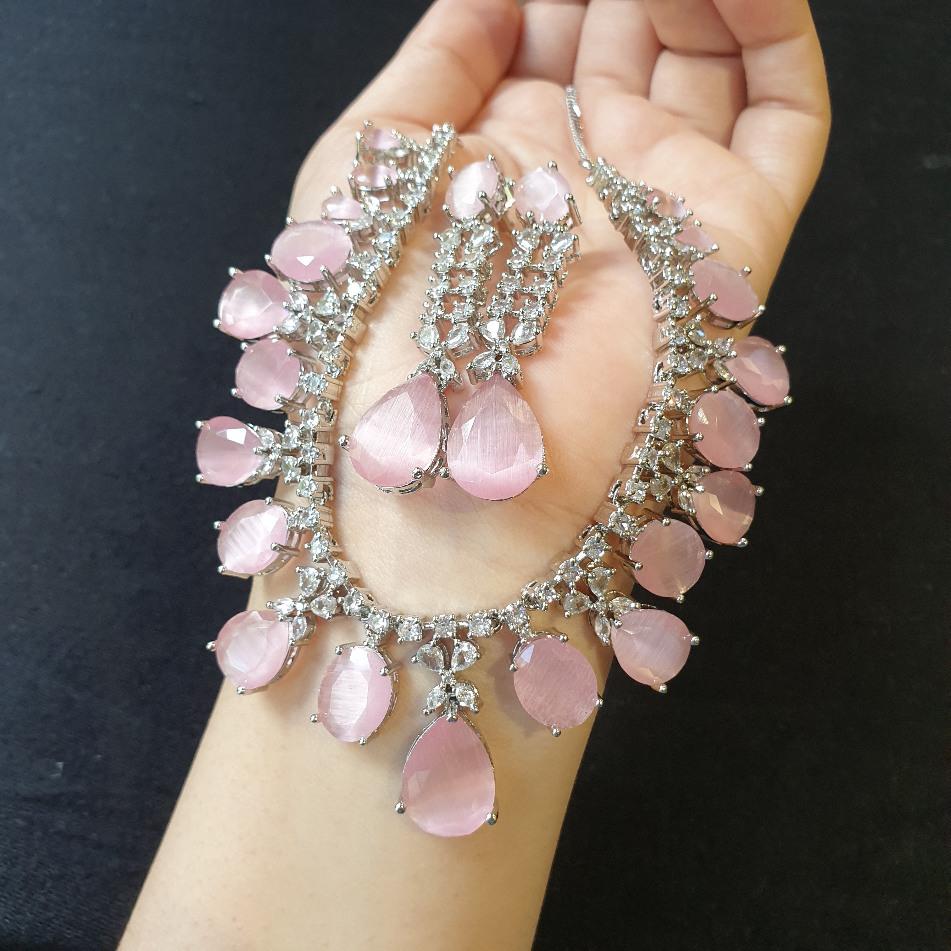 Pink Quartz Necklace Set
