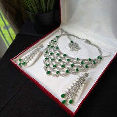 Hollie - Bespoke Emerald Statement Necklace Set with Earrings & Tika