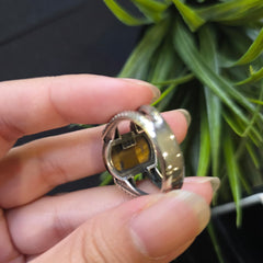925 Silver Turkish Mens Ring With Tiger's Eye Gemstone (Size: S) Hallmarked