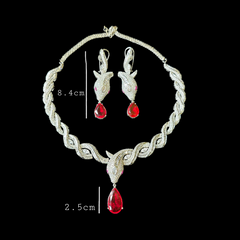 Esme - Exquisite Rubies Statement Necklace Set with Earrings