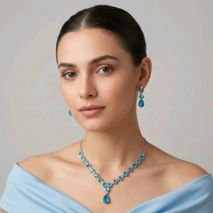 Aqua Blue Topaz Necklace Set