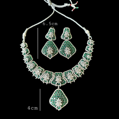 Ada - Bold Emeralds Statement Necklace Set With Earrings