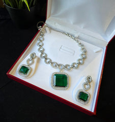 Ella - Emerald Green Necklace Set With Earrings