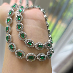 Stunning Emerald Green Necklace Set with Earrings