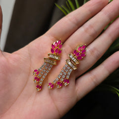 Myla - Rubies Gold Necklace Set with Earrings