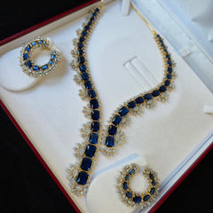Iris - Blue Sapphire Gold Necklace Set