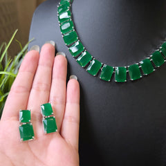 Krissy - Celestial Deep Emerald Green Necklace Set with Earrings