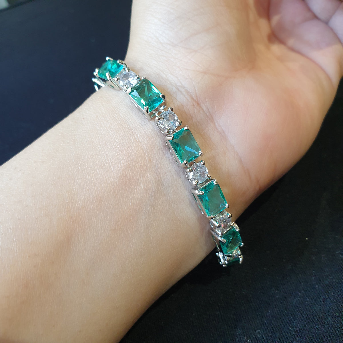 Elegant Bracelets Multi Gemstones White Gold plated