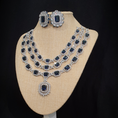 Blue Sapphire Statement Necklace Set