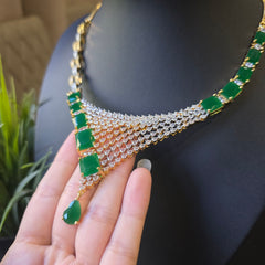 Lexi - Gold Emerald Necklace Set with Earrings