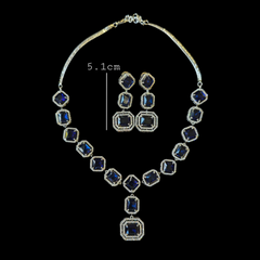 Bespoke Sapphire Blue Necklace Set with Earrings