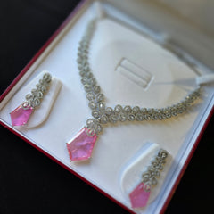 Ava - Pink Doublet Stone Necklace Set
