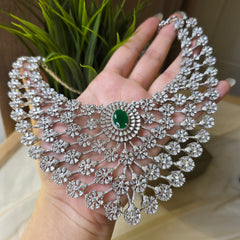 Julia - Bespoke Emerald Statement Necklace Set With Earrings & Tika