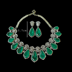 Malia - Classic Royal Emerald Green Necklace Set with Earrings