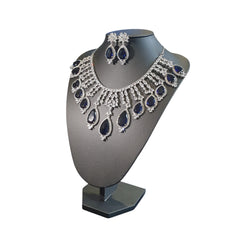 Blue Sapphire Statement Necklace Set with Tikka