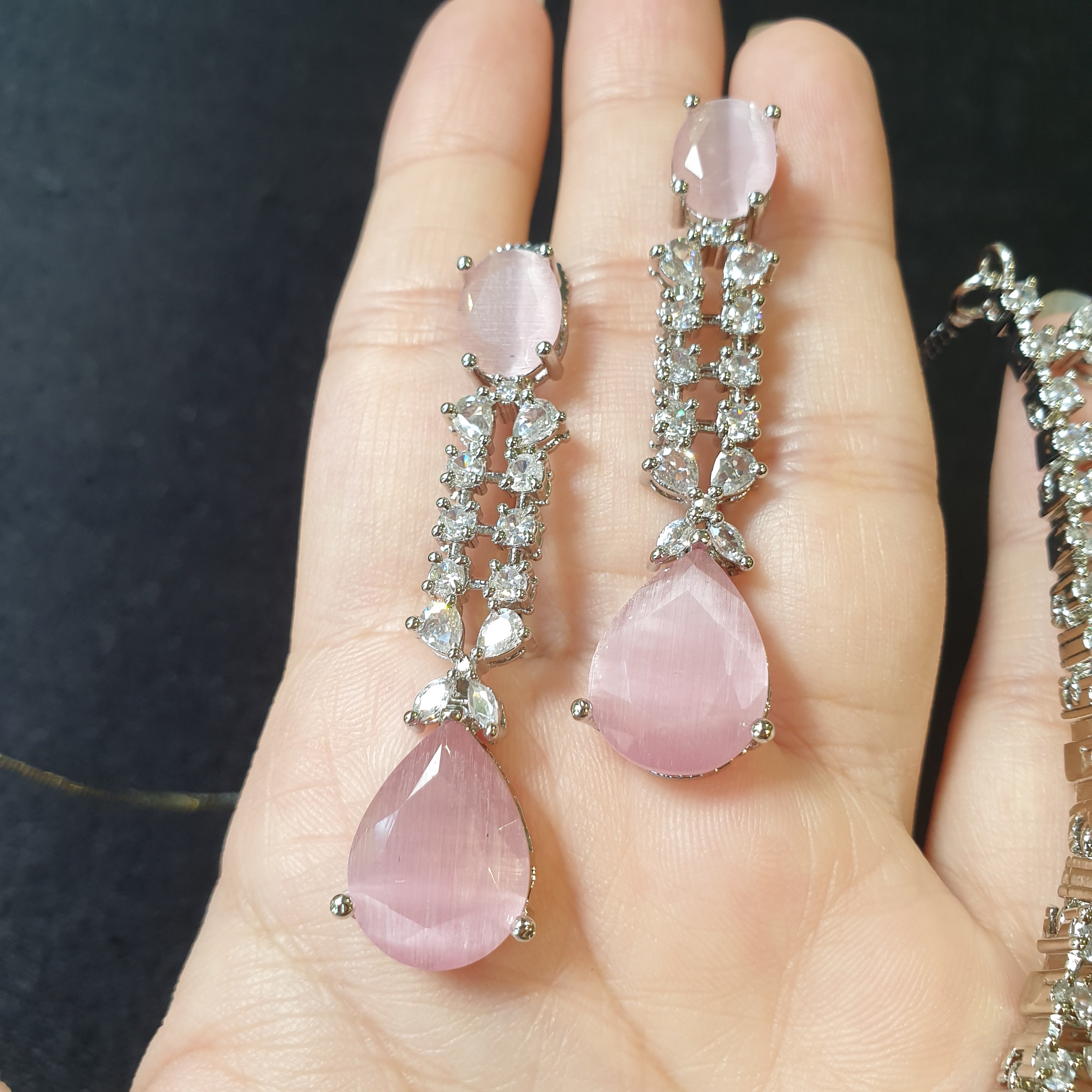 Pink Quartz Necklace Set
