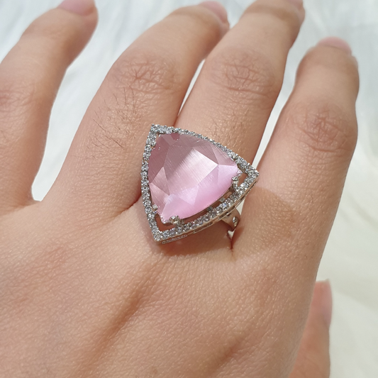 Pink Quartz Size Adjustable Ring