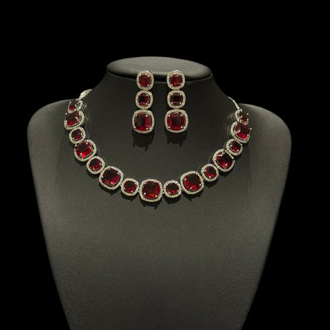 Garnet Red Necklace Set