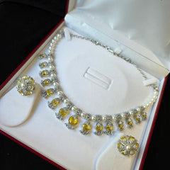 Nina - Luxurious Pearls & Yellow Citrine Necklace set with Earrings