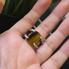 925 Silver Turkish Mens Ring With Tiger's Eye Gemstone (Size: S) Hallmarked