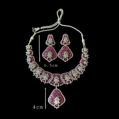 Ada - Bold Rubies Hot Pink Statement Necklace Set with Earrings