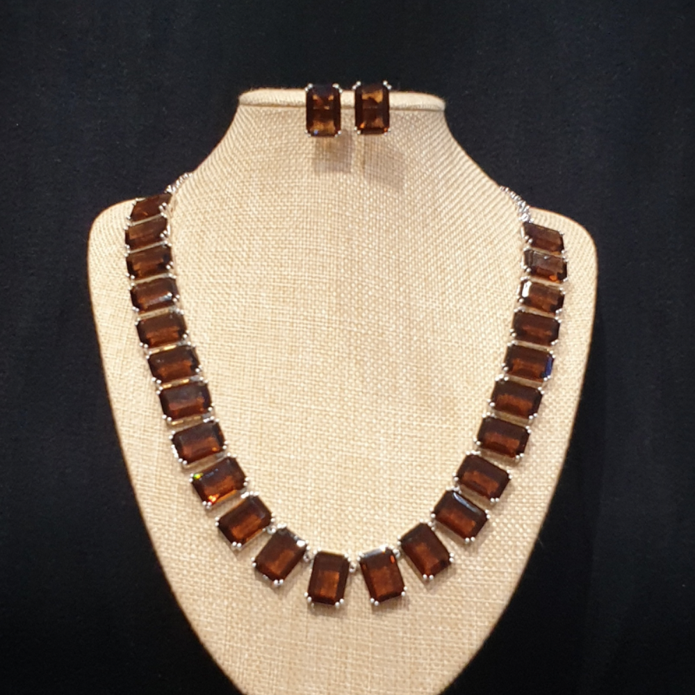 Brown Smokey Quartz Necklace Set