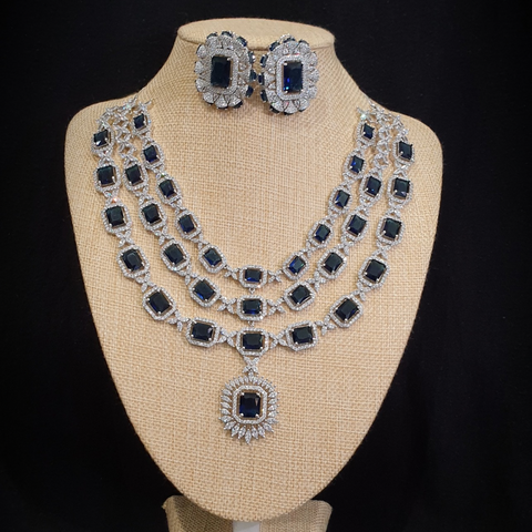 Blue Sapphire Statement Necklace Set