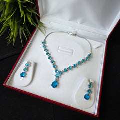 Aqua Blue Topaz Necklace Set
