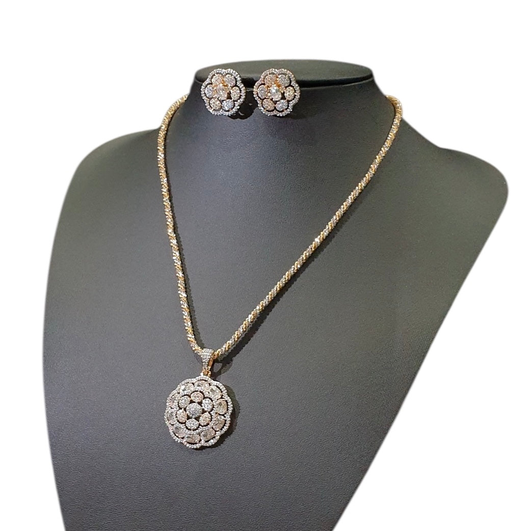 Cubic Zirconia Pendant Set - Gold Plated