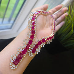 Iris - Rubies Gold Necklace Set with Earrings