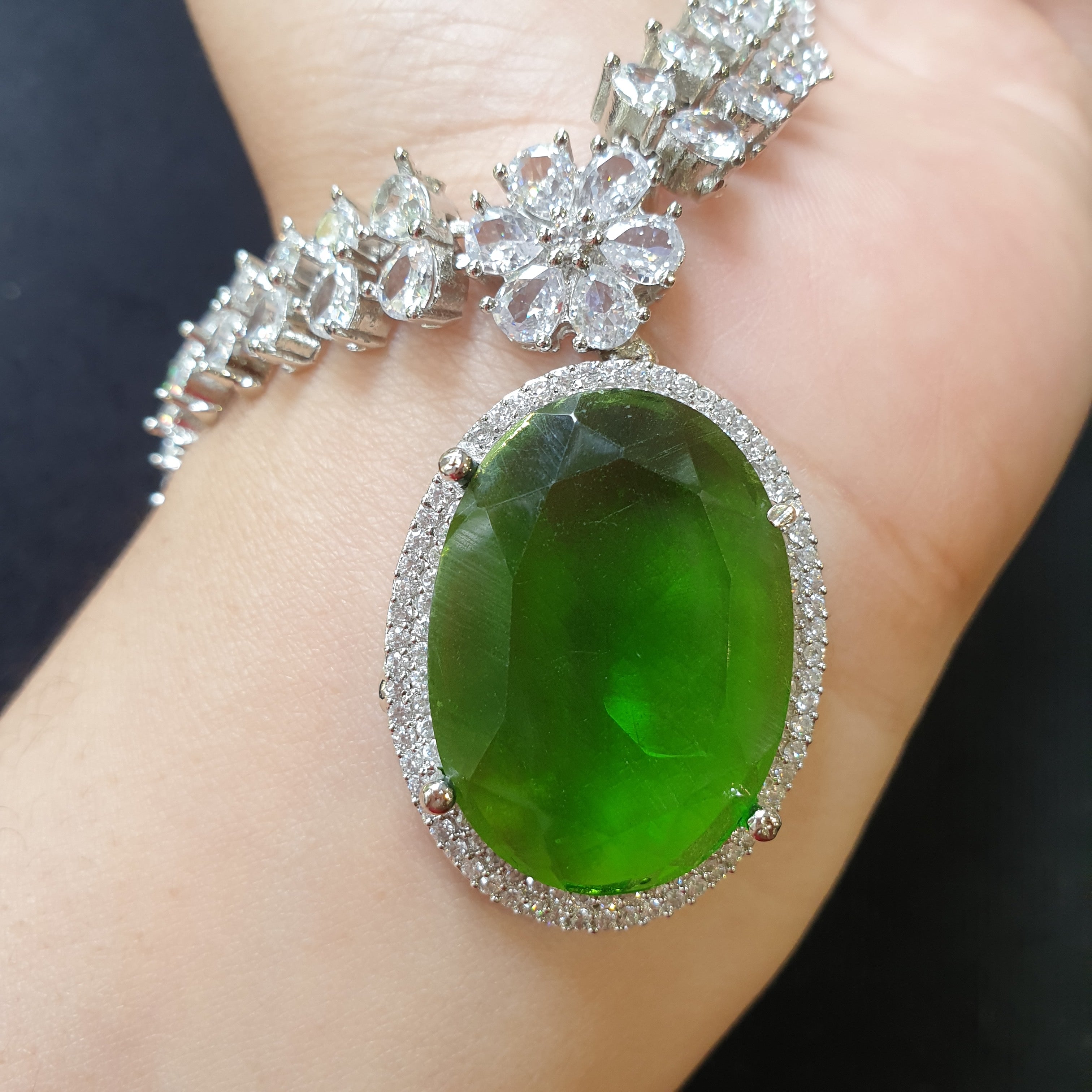 Peridot Green Necklace Set