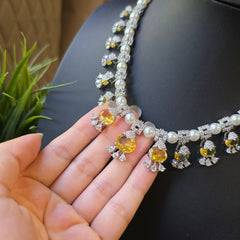 Nina - Luxurious Pearls & Yellow Citrine Necklace set with Earrings