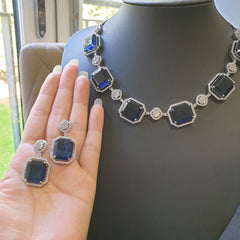 Blue Sapphires Necklace Set