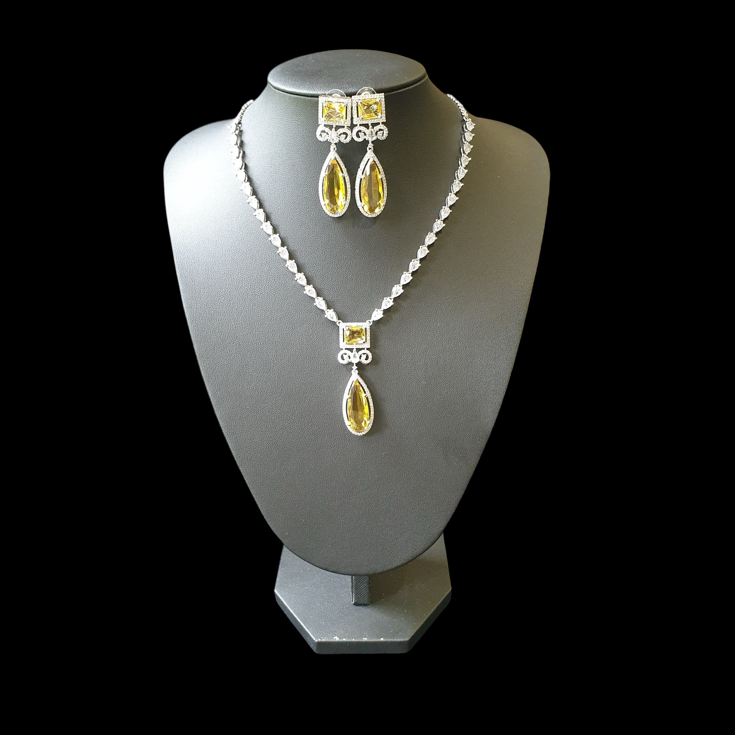 Yellow Citrine Necklace Set